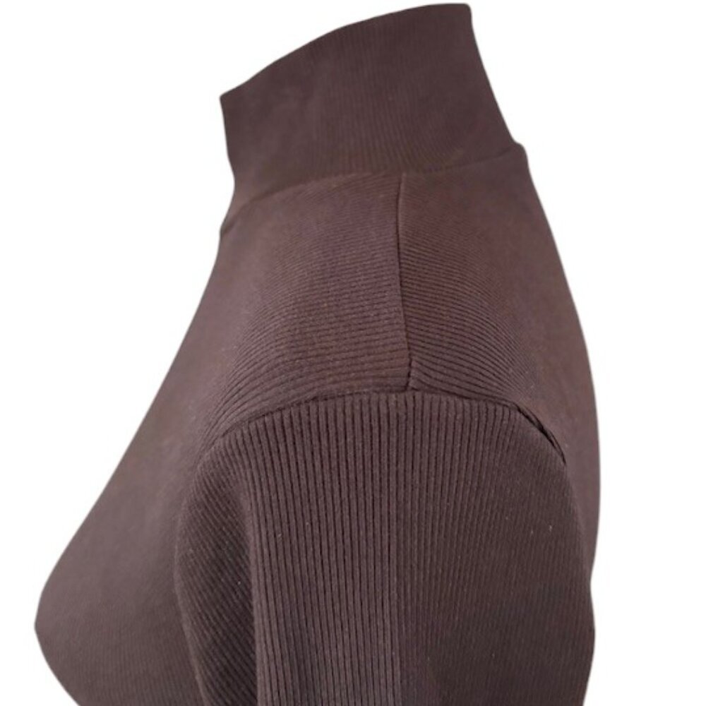 Zara Black Ribbed Quarter Zipper Front Turtleneck Long Sleeve Bodysuit Lrg NWOT - Picture 7 of 16